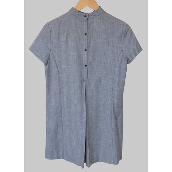 Zara Basic Collection Short Sleeve  Choker Dress Womens Medium Gray Pockets - Picture 2 of 7